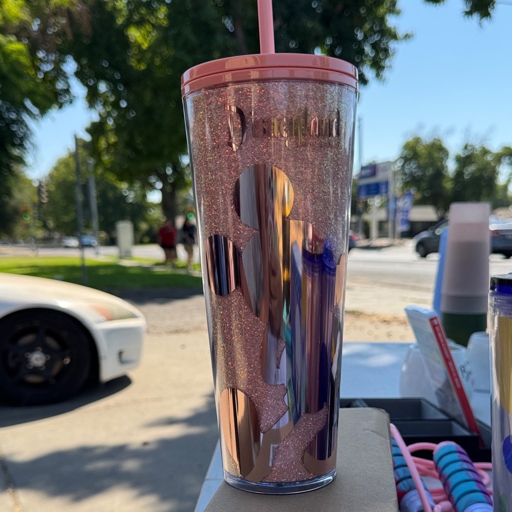 Disneyland Starbucks Glitter Tumbler with Straw